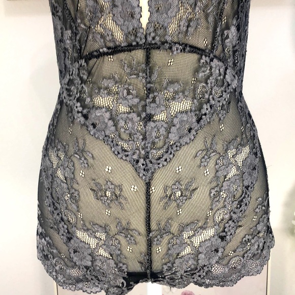 NWOT! Free People Intimately black & silver lace one piece. Sz XS - Picture 3 of 7